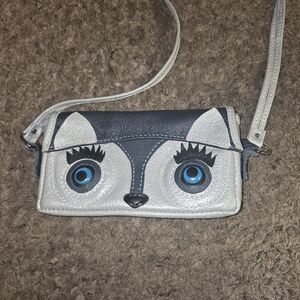 Gray and Blue Animal Face Crossbody Bag